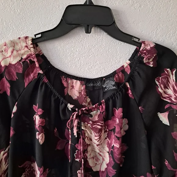 George Purple Floral long Sleeve Blouse - Picture 2 of 7